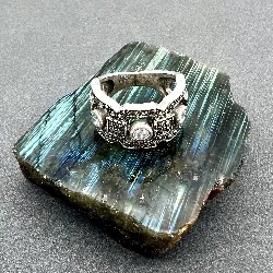 bague argent art déco serties de zirconium et marcassites argent 925 millième (22 ct) 8,01g