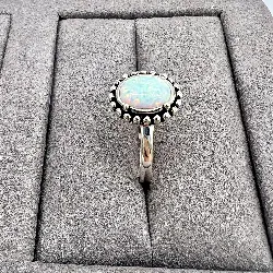 bague argent avec opale blanche ovale argent 925 millième (22 ct) 2,84g