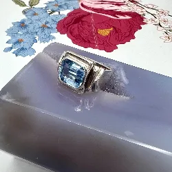 bague argent avec pierre bleu argent autre 6,85g