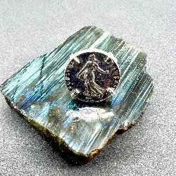 bague argent et semeuse 50 centimes 1918 argent 925 millième (22 ct) 5,42g