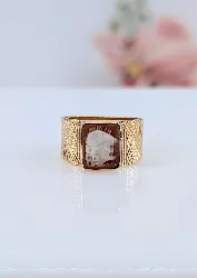 bague camée profile d'un homme or 750 millième (18 ct) 5,28g