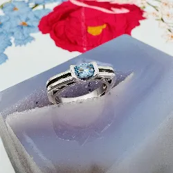 bague en argent avec aigue marine argent 925 millième (22 ct) 3,61g