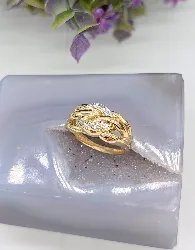 bague rubans entrelacés en 2 ors sertie de petits diamants or 750 millième (18 ct) 4,68g