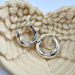 boucles d'oreilles argent créoles motifs torsadés argent 925 millième (22 ct) 5,11g