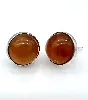 boucles d'oreilles argent ronde cabochon ambre orange  argent 925 millième (22 ct) 2,04g