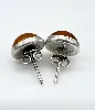 boucles d'oreilles argent ronde cabochon ambre orange  argent 925 millième (22 ct) 2,04g