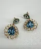 boucles d'oreilles swarovski goutte bleue et cristaux transparents
