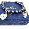 bracelet swarovski en perles grises avec coeur et cristal