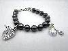 bracelet swarovski en perles grises avec coeur et cristal