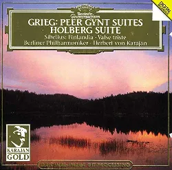 cd grieg / sibelius, berliner philharmoniker - herbert von karajan - peer gynt suites - holberg suite / finlandia - valse triste (