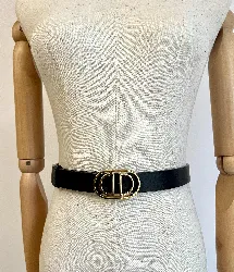 ceinture christian dior 30 montaigne en cuir noir  75 cm