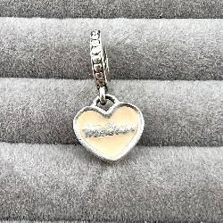 charm pandora argent coeur en émail rose mother argent 925 millième (22 ct) 3,26g