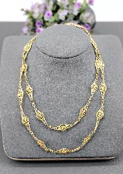 collier or filigrane (pourra être porté comme raz du cou ou sautoir) or 750 millième (18 ct) 35,14g