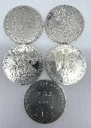 lot de 5 pièces commémoratives allemandes en argent-10 deutsche mark  argent autre millième 15,6g par pièce environ