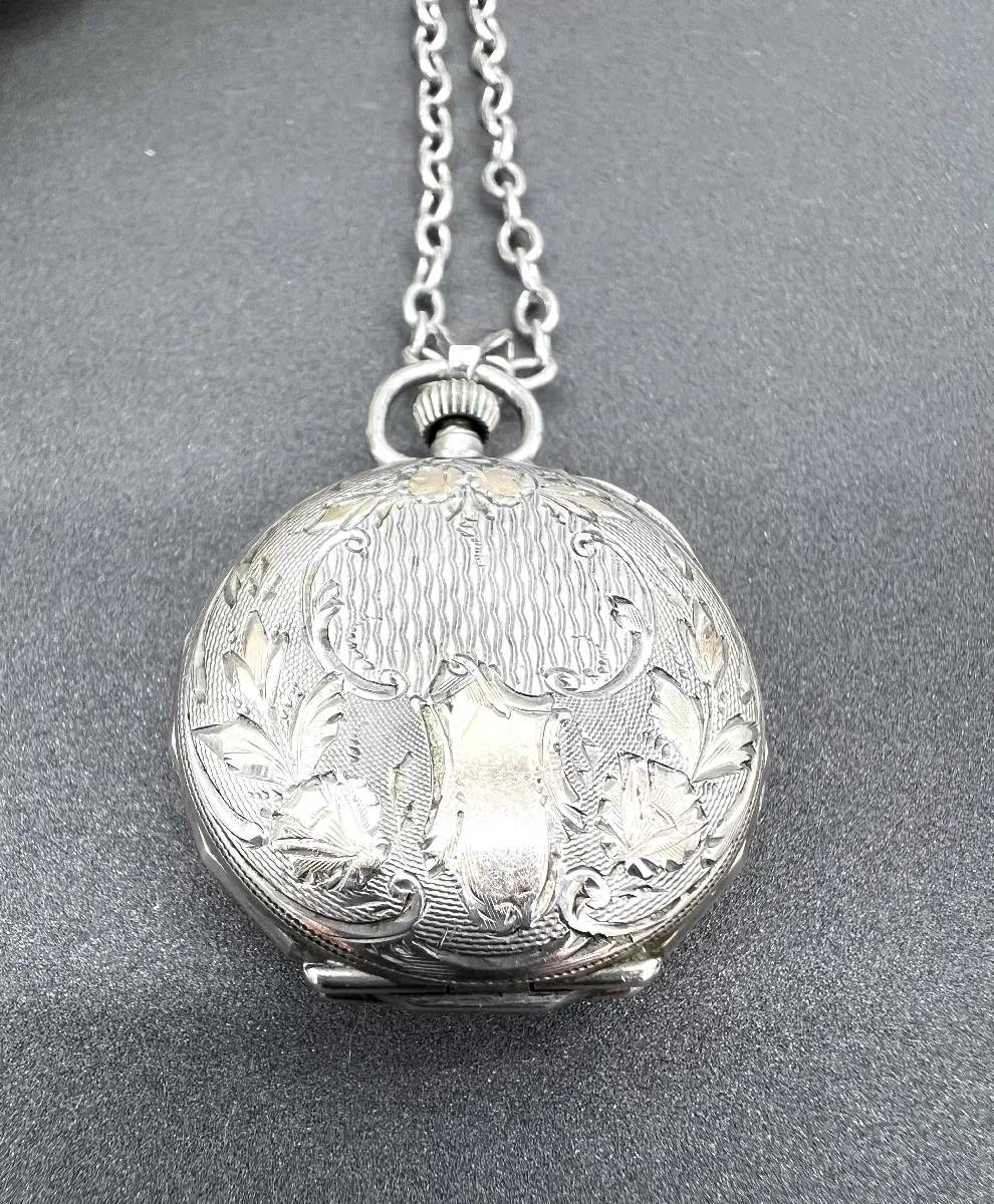 Chaîne De Montre De Gousset Ancienne En Argent 800 - Occasion En Bel état