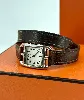 montre hermès cap cod bracelet double tour en cuir marron, mouvement quartz, boîtier et finition métallique en acier argenté