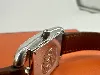 montre hermès cap cod bracelet double tour en cuir marron, mouvement quartz, boîtier et finition métallique en acier argenté