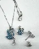 parure swarovski cygne bleu-collier et boucles d'oreilles en cristaux bleus scintillants