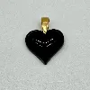 pendentif coeur lalique bellière en plaqué or et cristal noir