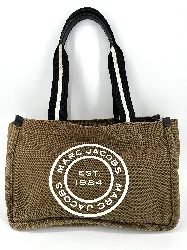 sac cabas marc jacobs en toile kaki et logo blanc