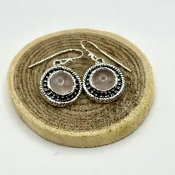 132340 boucles d'oreilles en argent avec quartz rose argent 925 millième (22 ct) 6,4g