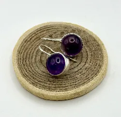 132345 boucles d'oreilles motif boule en argent avec améthyst argent 925 millième (22 ct) 4,5g