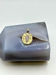 32843 pendentif cadre ovale doré avec quartz rose