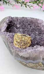 bague bandeau motifs étoiles ajourés or 750 millième (18 ct) 3,67g