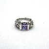 bague en argent ornée d'une pierre violette entourée oxydes blancs argent 925 millième (22 ct) 4,72g