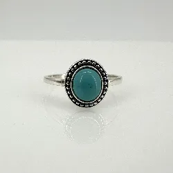 bague en argent ornée d'une turquoise  argent 925 millième (22 ct) 2,26g