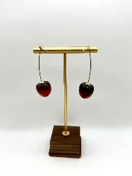 boac boucles d'oreilles cerise rouge en acier