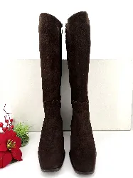 bottes cavalières carel en daim marron
