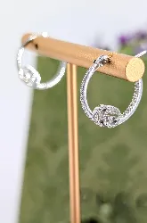 boucles d'oreilles créoles gucci gg running en or blanc et diamants or 750 millième (18 ct) 3,46g