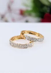 boucles d'oreilles créoles serties de 2 lignes de petits diamants or 750 millième (18 ct) 6,34g