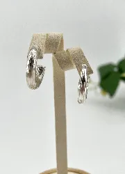 boucles d'oreilles créoles striées  argent 925 millième (22 ct) 5,9 g