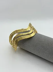 brac bracelet jonc ouvert vague maille multi lignes en acier