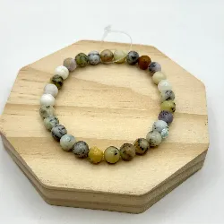 bracelet élastiqué boules en pierre opale d6mm