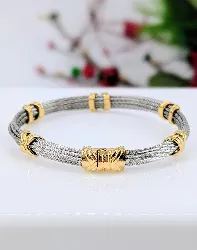 bracelet fred force 10 vintage en or et acier avec le fermoir et 5 passants croisillons mobiles en or or 750 millième (18 ct) 23,8