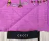 carré/foulard gucci en voile de coton imprimé insectes rose fuchsia 67x67cm
