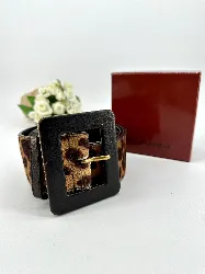 ceinture yves saint laurent en cuir imprimé animal