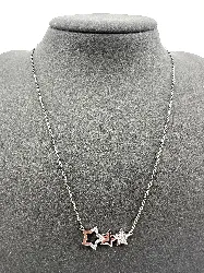 collier en argent et pendentif oxydes 3 étoiles  argent 925 millième (22 ct) 2,46g