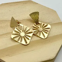 korp1320 boucles d'oreilles en cuivre et bronze en forme géométrique