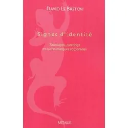 livre signes d'identité - tatouages, piercings et autres marques corporelles