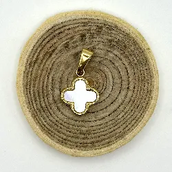 pdac pendantif trefle blanche en acier