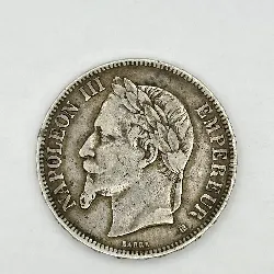pièce 5 francs napoleon iii argent 900 millième 24,74g