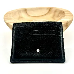 porte-cartes montblanc meisterstück 6cc et une poche en cuir noir