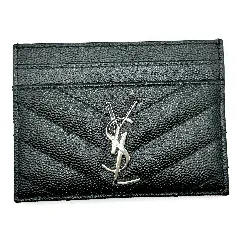 porte-cartes saint laurent en cuir grainé noir