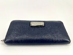 portefeuille marc by marc jacobs zippée en cuir bleu