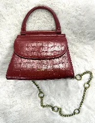 sac bandoulière nat et nin en cuir rouge effet crocodile