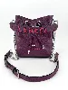 sac seau lancel ninon en cuir grainé violet surpiqûre rouge